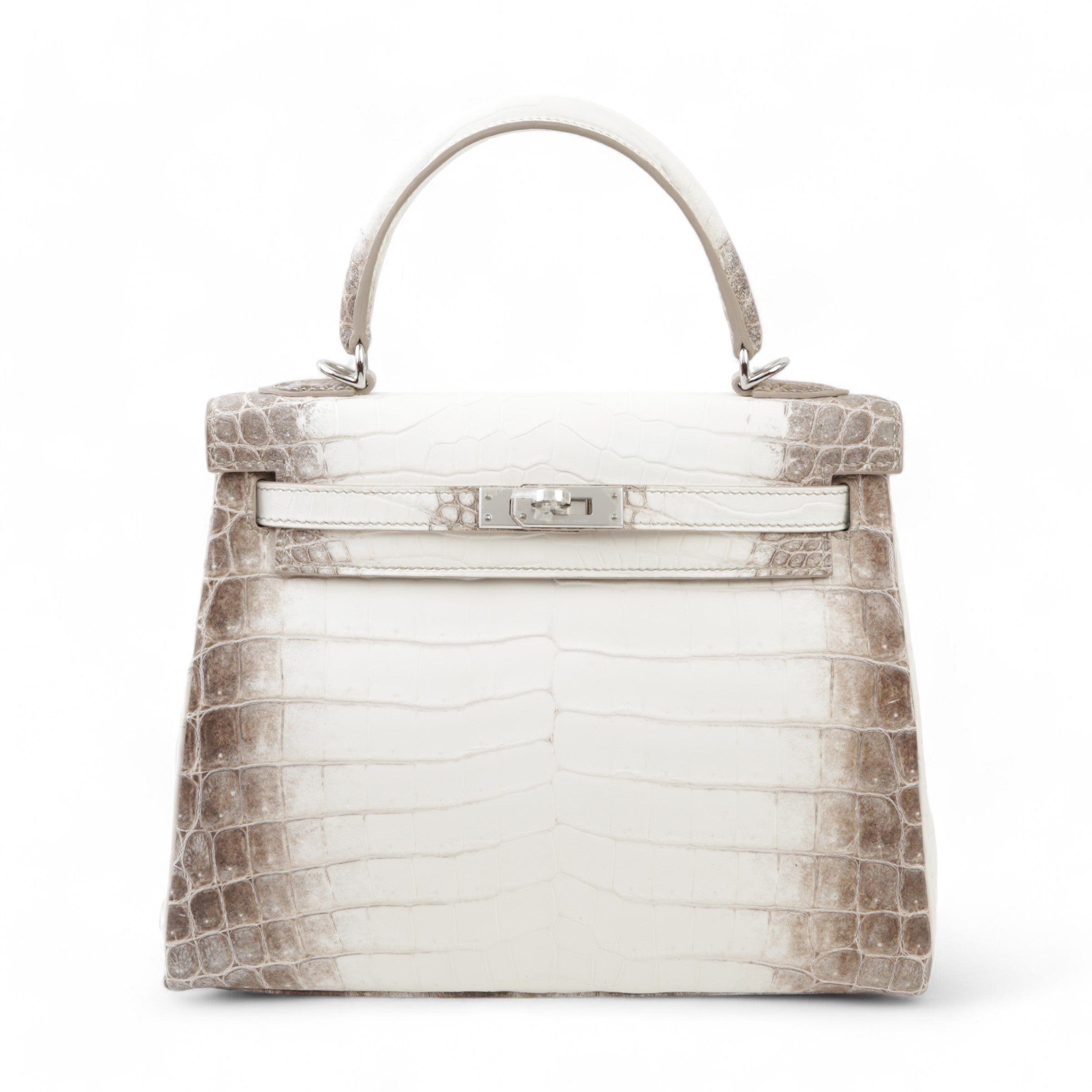 HERMÈS Kelly 25 Himalaya Matte Niloticus Crocodile Palladium hardware