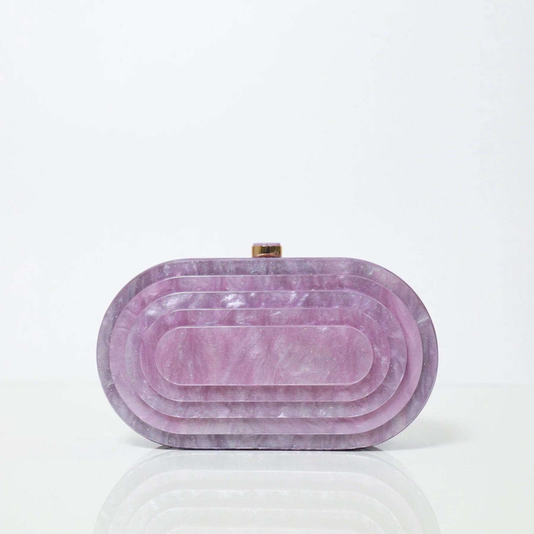Be Chic Purple Cut Work Resin Marble Textured Clutch.