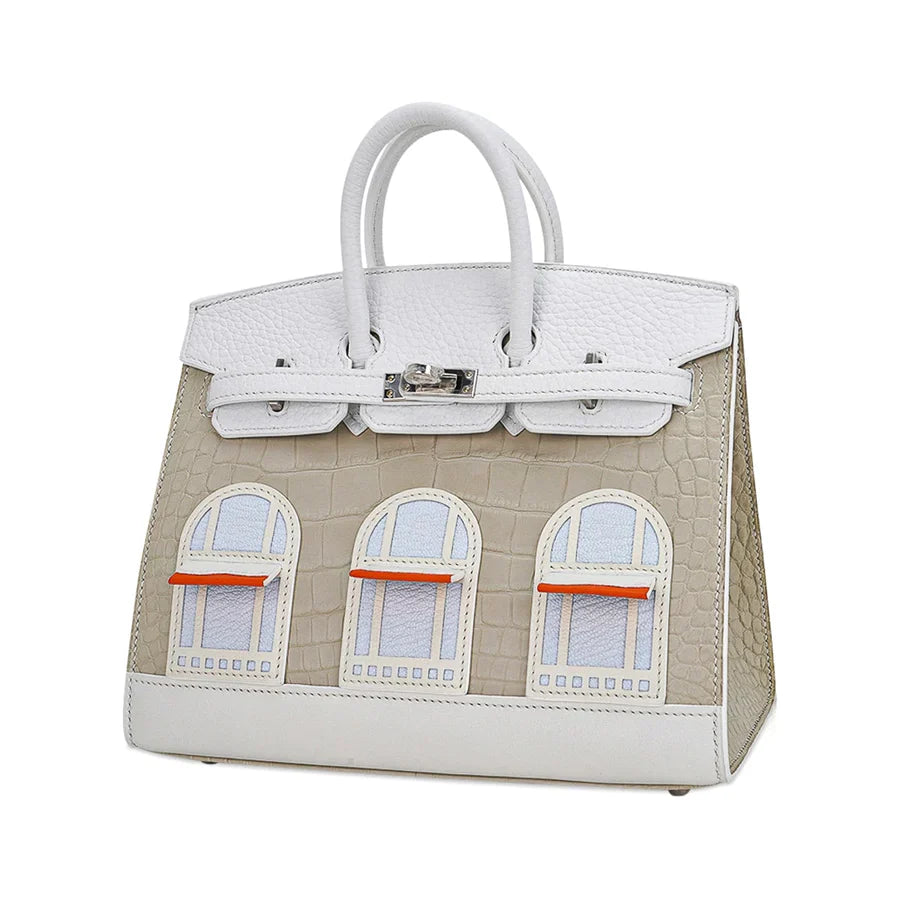 Hermes Birkin 20 Sellier Neige White Faubourg House Alligator Bag