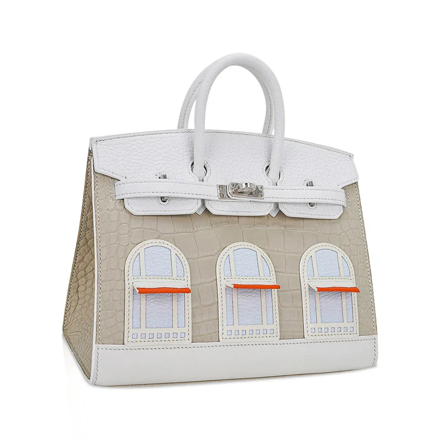 Hermes Birkin 20 Sellier Neige White Faubourg House Alligator Bag