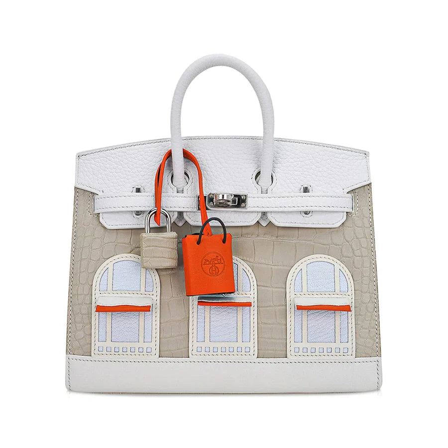 Hermes Birkin 20 Sellier Neige White Faubourg House Alligator Bag