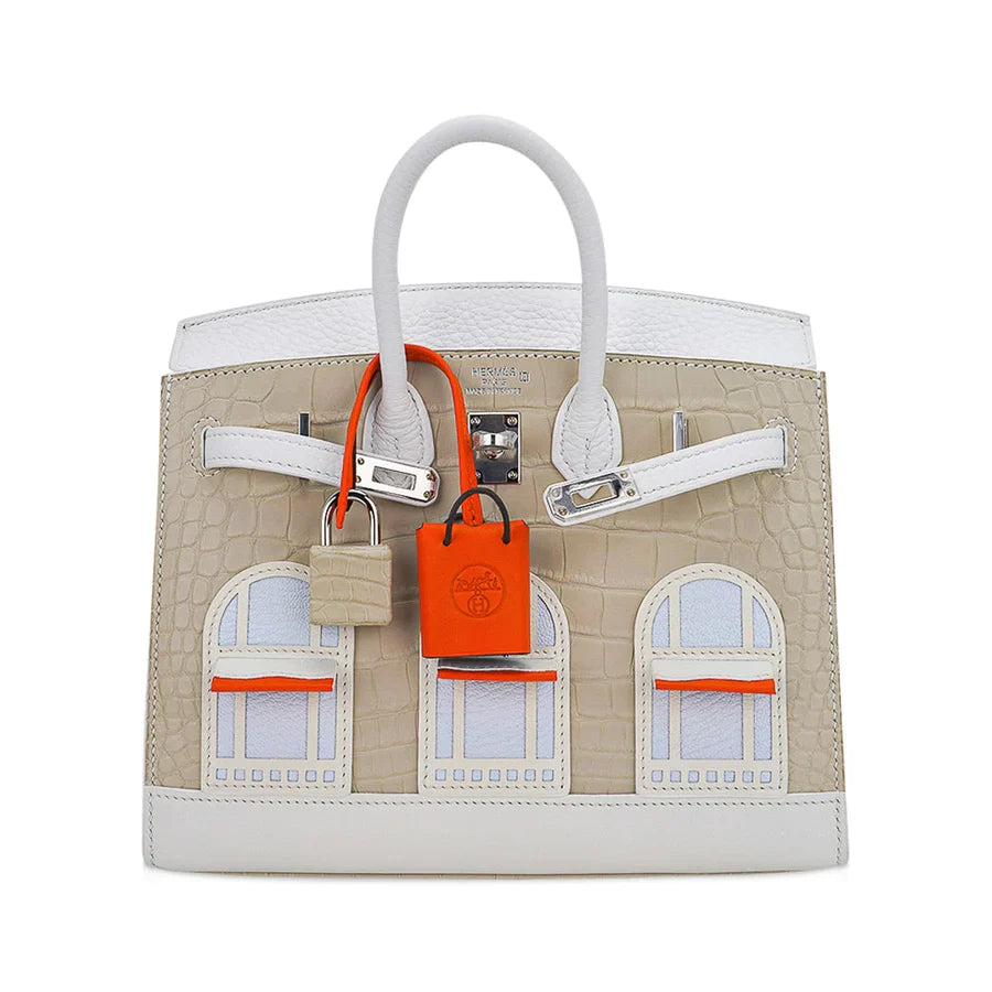Hermes Birkin 20 Sellier Neige White Faubourg House Alligator Bag