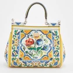 Dolce & Gabbana White Majolica Print Leather