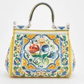 Dolce & Gabbana White Majolica Print Leather