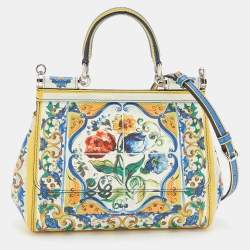 Dolce & Gabbana White Majolica Print Leather